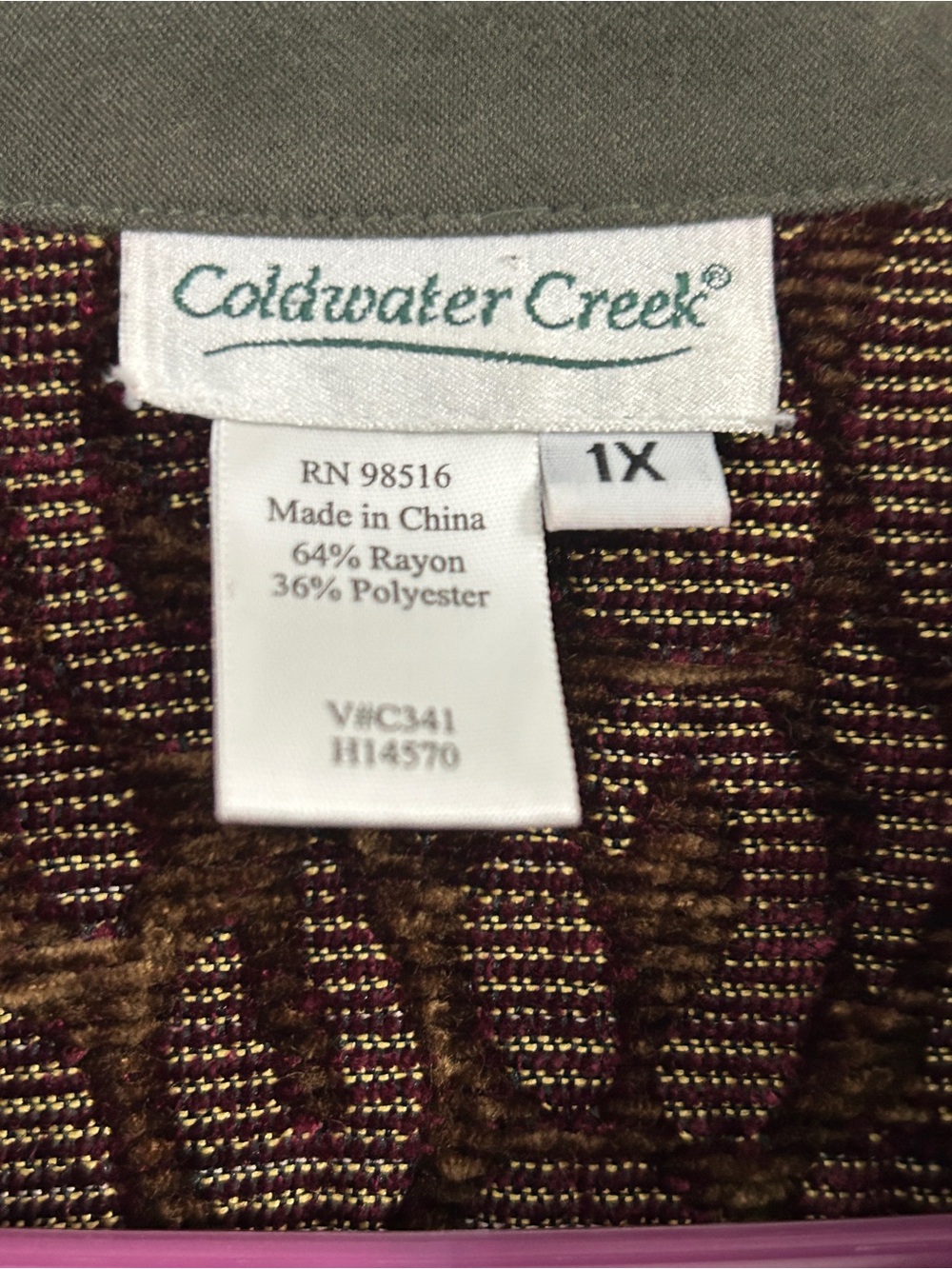 Coldwater Creek Patchwork Jacket Plus Size 1X Multicolor Textured Button Front - Picture 8 of 9